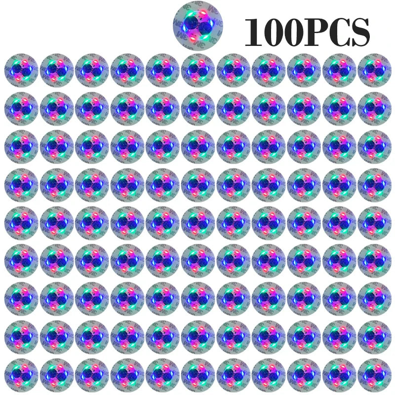 100-Pack LED Tableware Mats & Luminous Cup Stickers — Colorful Flashing Bottle Coasters for Bar, Stall, and Party Lighting
