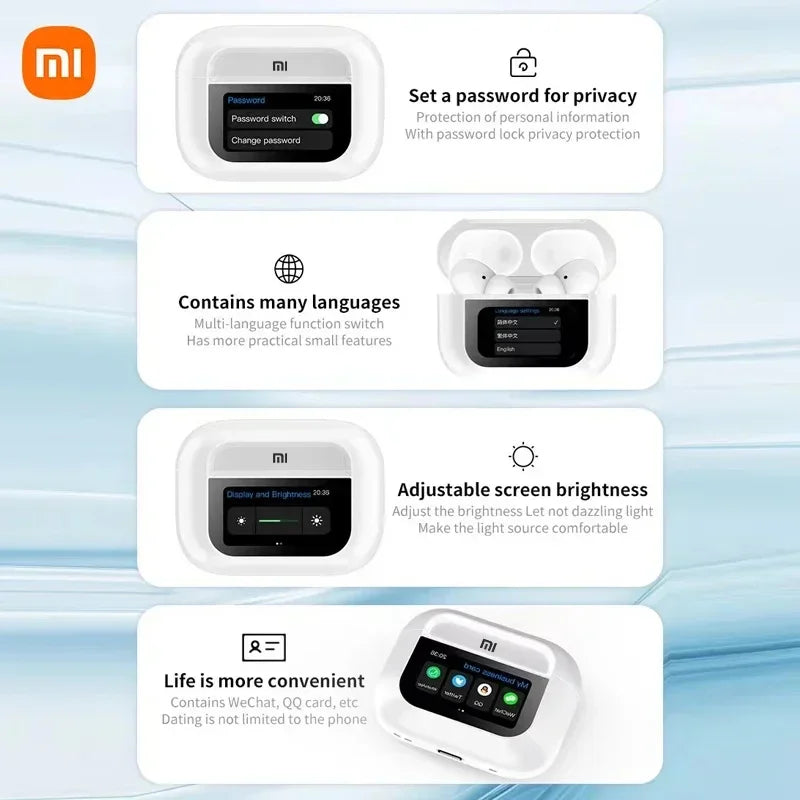Xiaomi Tour Pro6 ANC Wireless Earbuds – LED Screen, Noise-Cancelling Bluetooth Headphones with Mic, Sports Earphones for Android & iOS