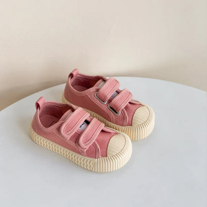 Children’s Canvas Shoes — Boys & Girls Spring/Autumn Breathable Toddler Shoes with Soft Sole & Hook-and-Loop Closure