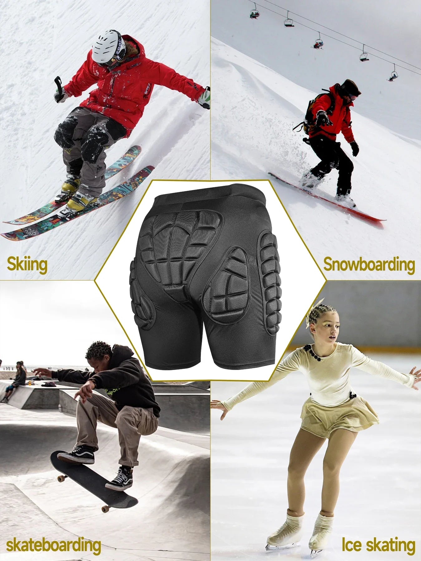 AVIVOR 3D Protective Shorts – Unisex Snowboard & Ski Sports Hip Protection Pad