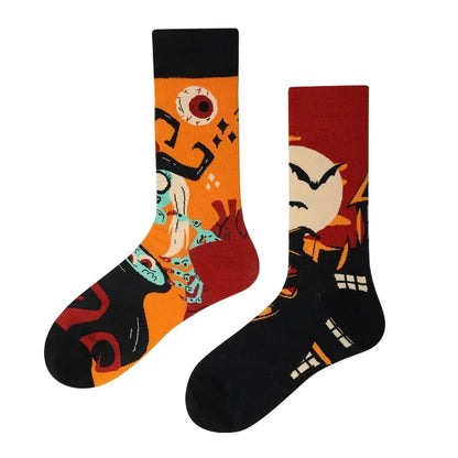 WY_New Asymmetrical Couples Mandarin Ducks Cotton Socks – Fashion Sports Colorful Medium & High Sleeve Unisex Crew Socks, Trendy Couple Gift Socks