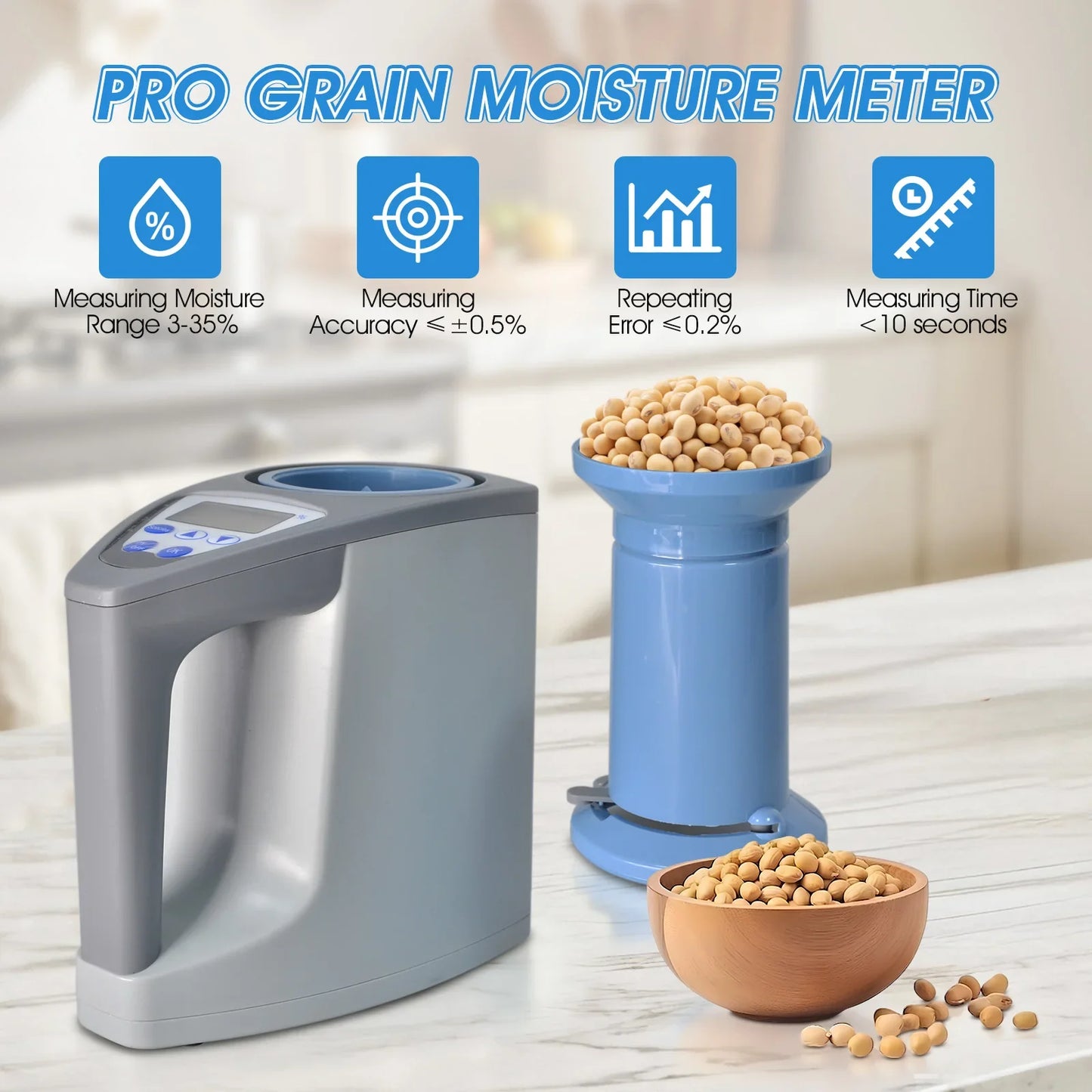 Grain Moisture Meter – LCD Moisture Tester for 20+ Grains with Weight, Density & Temperature Measurement