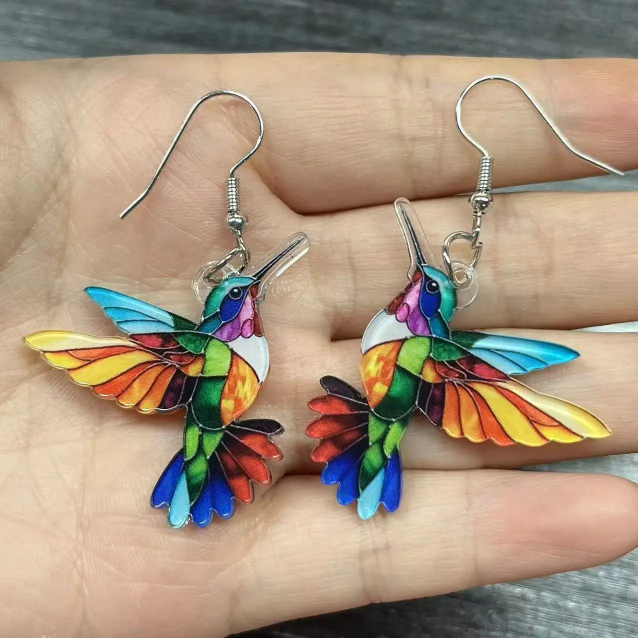 2024 Trendy Colorful Bird Acrylic Earrings – Retro Fashion Jewelry for Women