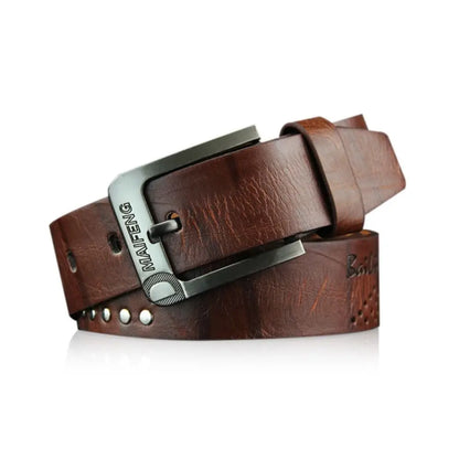 Genuine Leather Men's Belt – Luxury Classic Buckle, High-Quality Alloy Vintage Business & Cowboy Waistband