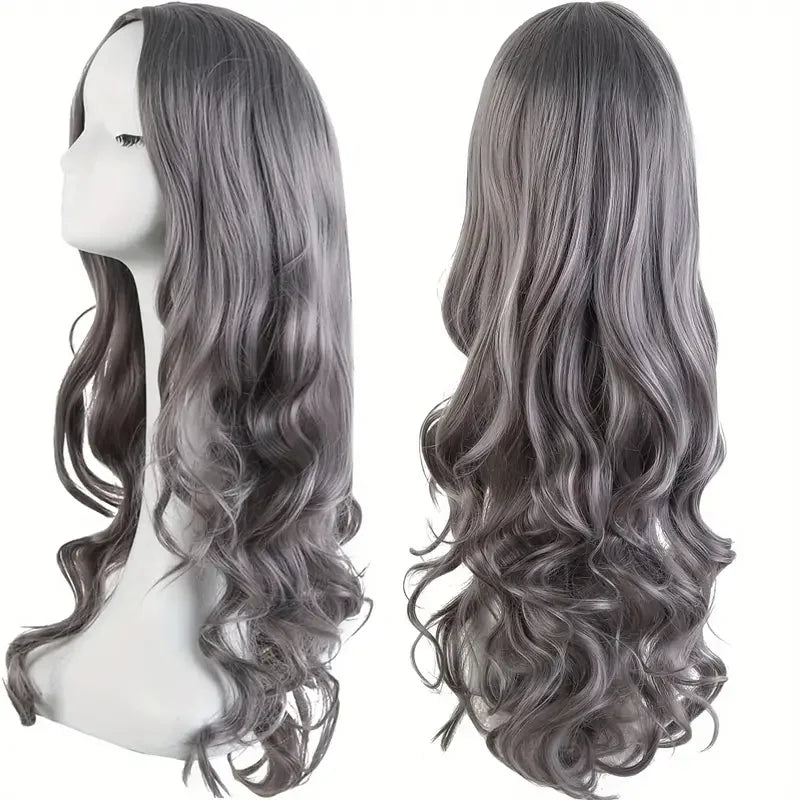 27 Inch Long Curly Synthetic Wig for Women - Black & Blonde Fancy Dress Wig, Glamorous Synthetic Hair