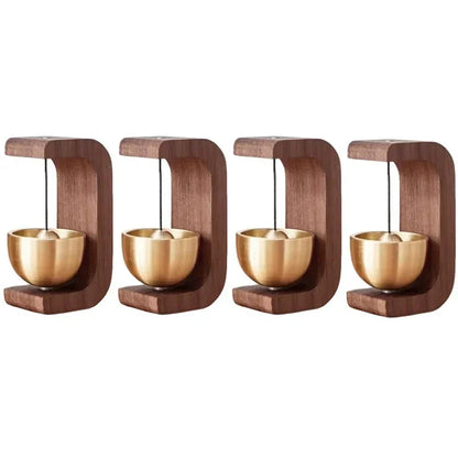 Magnetic Wooden Doorbell - Solid Brass Wind Chimes, Wireless Hanging Doorbell, Japanese Style Garden Pendant & Home Decor
