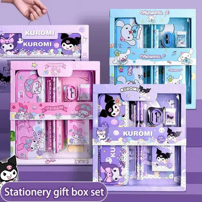 Sanrio Kawaii Stationery Gift Box – 12-Piece School Supplies Set with Kuromi, My Melody & Cinnamoroll for Girls