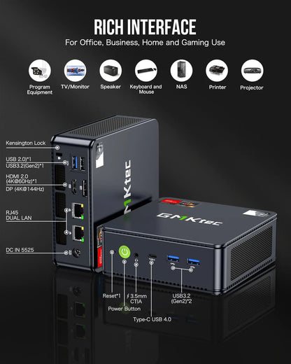 GMKtec M6 Mini PC – AMD R5 6600H 6-Core, 16GB DDR5, 512GB PCIe SSD, WiFi 6, BT5.2 Desktop Computer