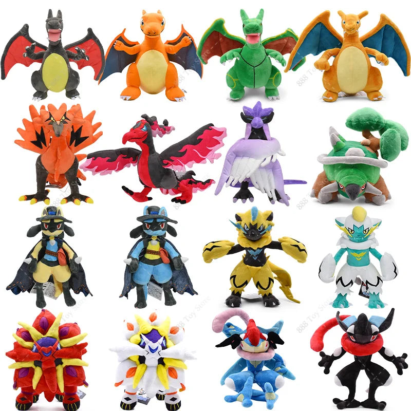 Pokémon Plush Toy Set Shiny Gyarados Charizard Mega Rayquaza Lucario Ho-Oh Zorua Butterfree Anime Stuffed Animals Kids Christmas Gift Plushies