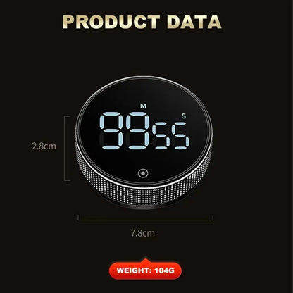 DINRGO Magnetic Kitchen Timer – Digital Manual Countdown Rotary Timer for Cooking, Shower & Stopwatch