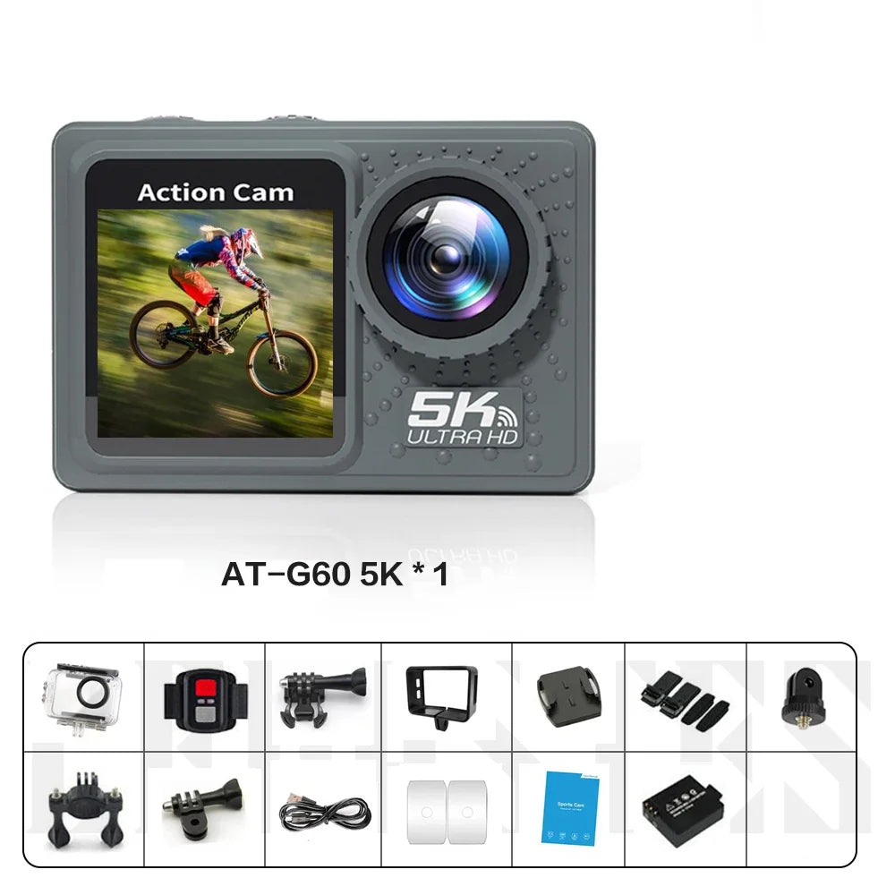 4K 5K Action Bicycle Camera with Electronic Stabilizer – WiFi Sport Helmet Video Recorder Compatible with GoPro