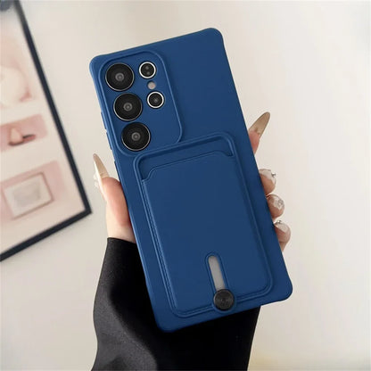 Liquid Silicone Samsung Galaxy Wallet Case with Card Holder – Shockproof Cover for S26/S25/S24 Ultra, Plus, FE & A56/A55/A54 Series