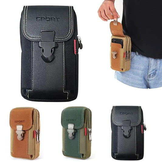 Men's Belt Pouch Mobile Phone Bag – Tactical Holster Waist Pack with Molle System | Small Duty Belt Backpack and Card Holder
