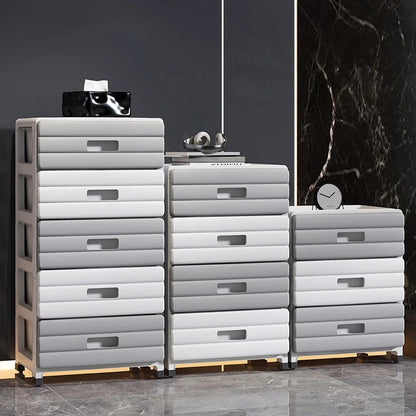 13.78" Wide Rolling Drawer Storage Cabinet — 3-6 Tier Mobile Organizer with Wheels, Gray or Brown for Living Room & Bedroom