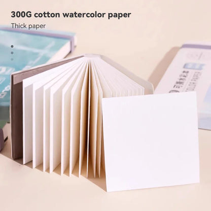 100% Cotton Mini Watercolor Paper Book – 300gsm Tearable Sketchbook Journal for Drawing & Painting