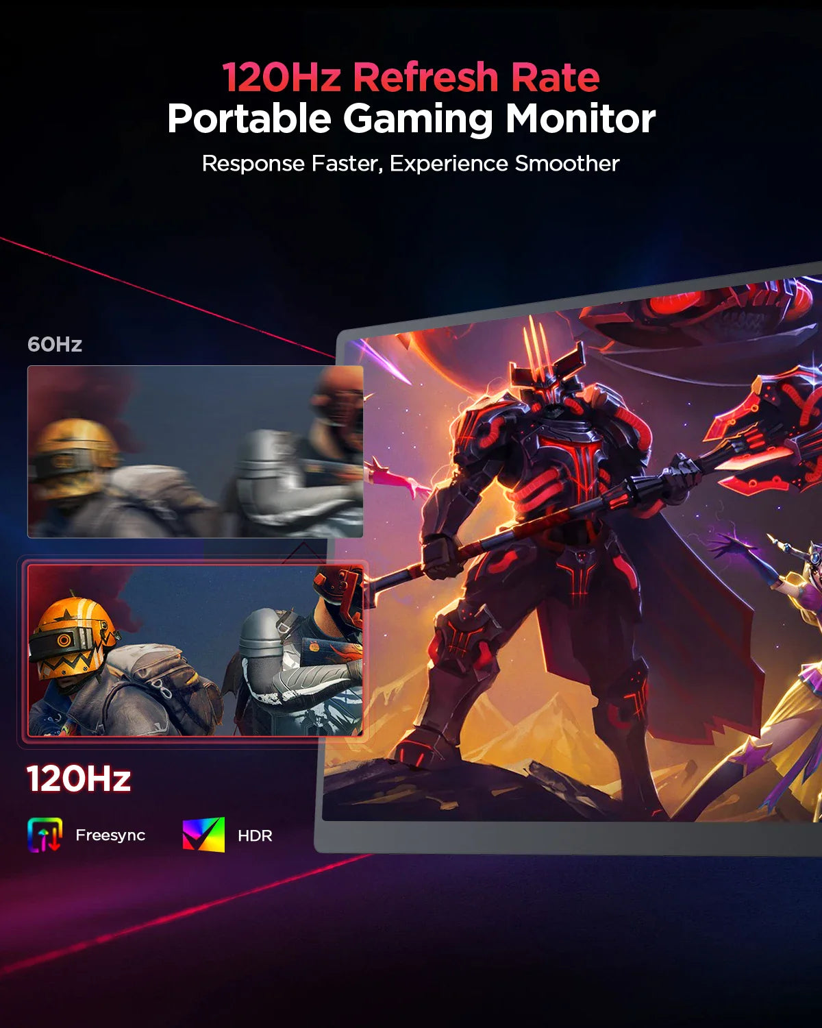 UPERFECT 16-Inch 2K Portable Monitor — 2560x1600, 16:10, 120Hz Gaming Display with 100% sRGB & 500Cd/m² for Xbox, PS5, Switch, Laptop & Mac