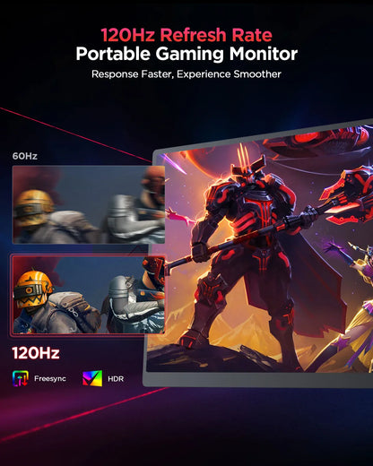 UPERFECT 16-Inch 2K Portable Monitor — 2560x1600, 16:10, 120Hz Gaming Display with 100% sRGB & 500Cd/m² for Xbox, PS5, Switch, Laptop & Mac