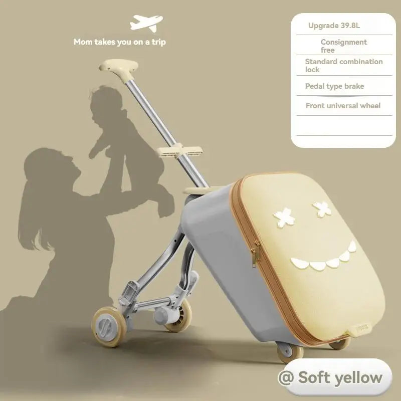 Kids Ride-On Luggage with Folding Stroller – 20-Inch Rolling Suitcase for Toddlers and Babies