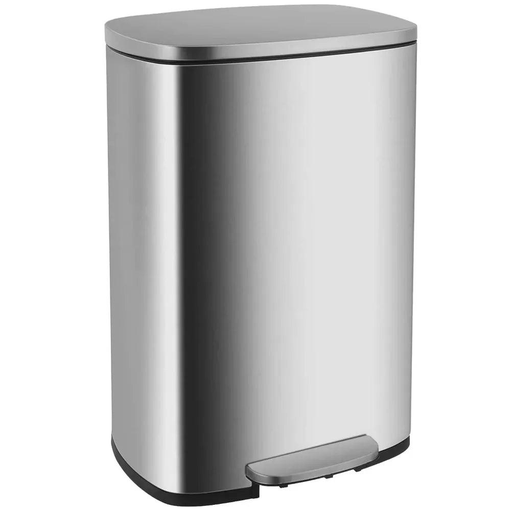 13 Gallon (50L) Kitchen Trash Can – Step Garbage Bin with Lid for Office, Bedroom & Bathroom