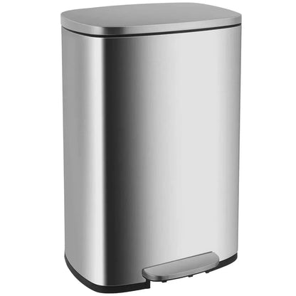 13 Gallon (50L) Kitchen Trash Can – Step Garbage Bin with Lid for Office, Bedroom & Bathroom