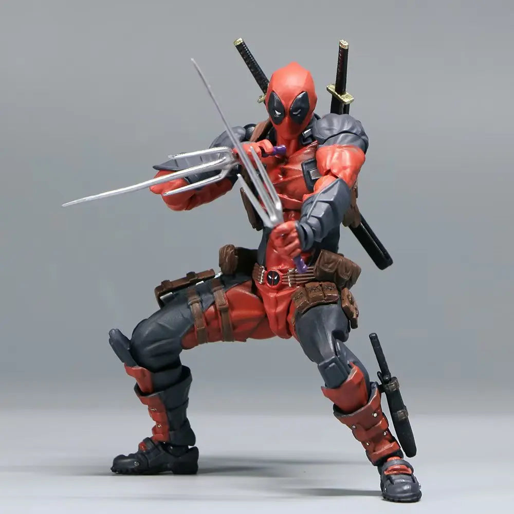 AMAZING YAMAGUCHI Deadpool & Wolverine 2.0 Action Figure – Grey Mutants Joint Movable KAIYODO Model Toy for Kids & Collectors