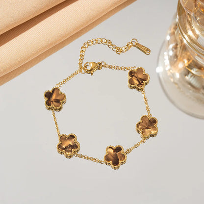 Adjustable Stainless Steel Flower Bracelet - Classic Luxury Women's Fashion Jewelry Gift