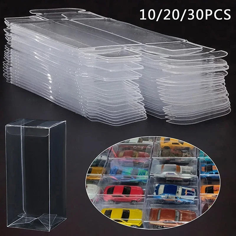 10/20/30/50/100pcs PVC Display Boxes — 1/64 Scale Car Model Toy Transparent Dustproof Exhibition Box for Collection & Gift Packaging