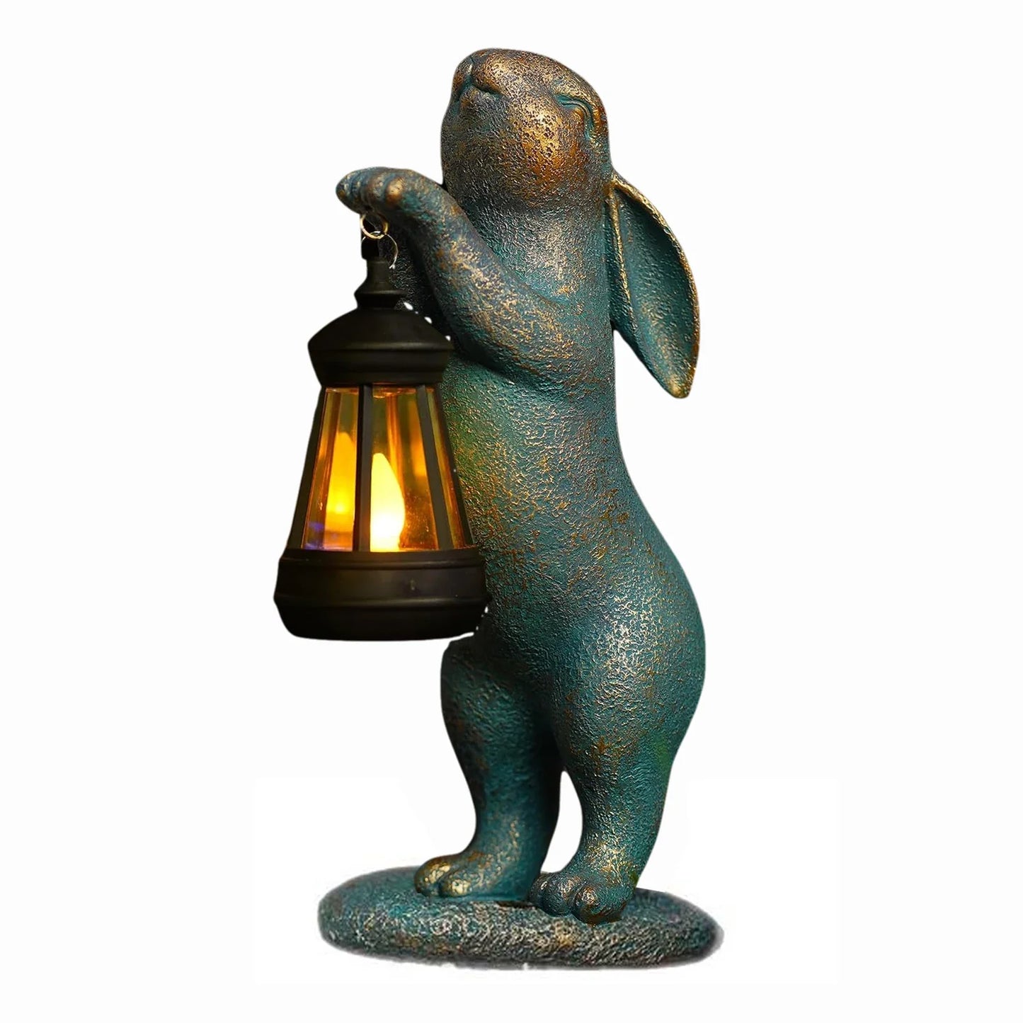 Solar Rabbit Garden Statue - Outdoor Bunny Figurine Lantern Decoration for Patio, Yard, Lawn & Garden Gift