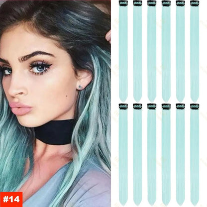 1/5/11 Pack 22" Clip-In Multi-Color Rainbow Hair Extensions – Synthetic Highlights for Girls, Women & Kids