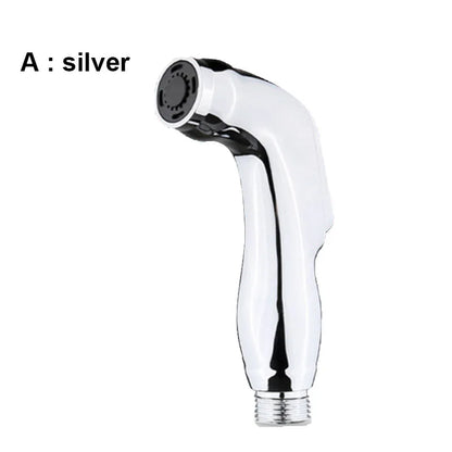 White Silver ABS Toilet Bidet Sprayer - Self-Cleaning Handheld Bathroom Shower Head with Faucet Nozzle, Hose & Holder Set