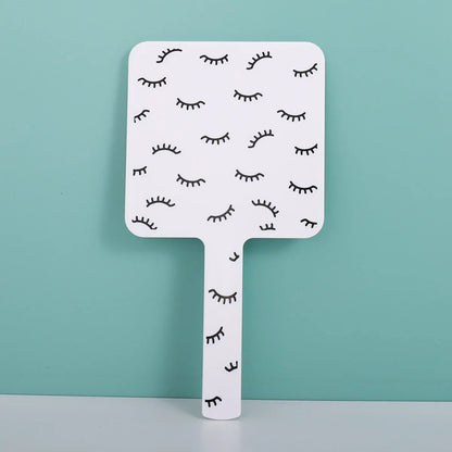 Portable Handheld Makeup Mirror: Small Square Mirror with Handle Design