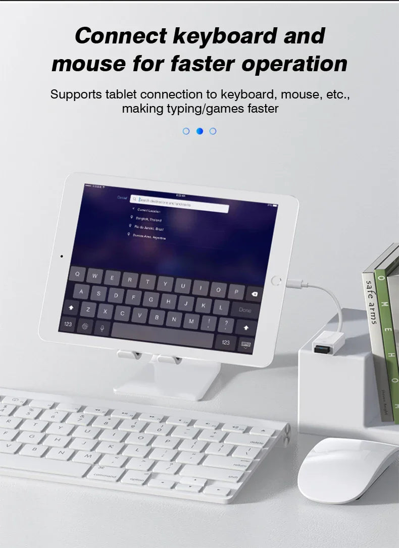 8-Pin to USB 3.0 OTG Adapter Cable – For iPhone 14/13/12/11/XR/XS/8/7 & iPad iOS 13+, Supports Mouse, Camera & Card Reader