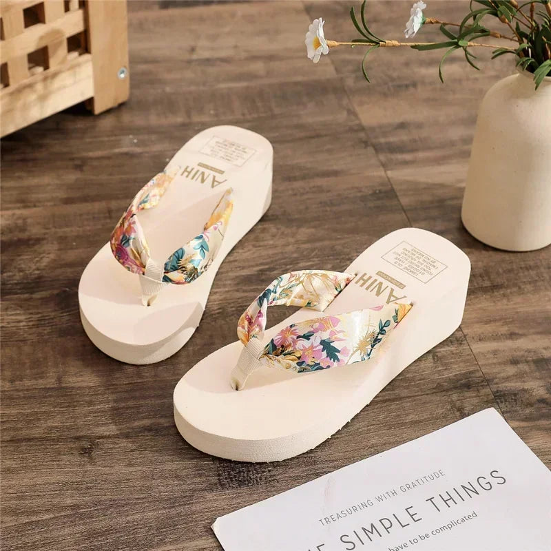 Women’s Summer Platform Flip Flops - Casual Wedge Beach Sandals