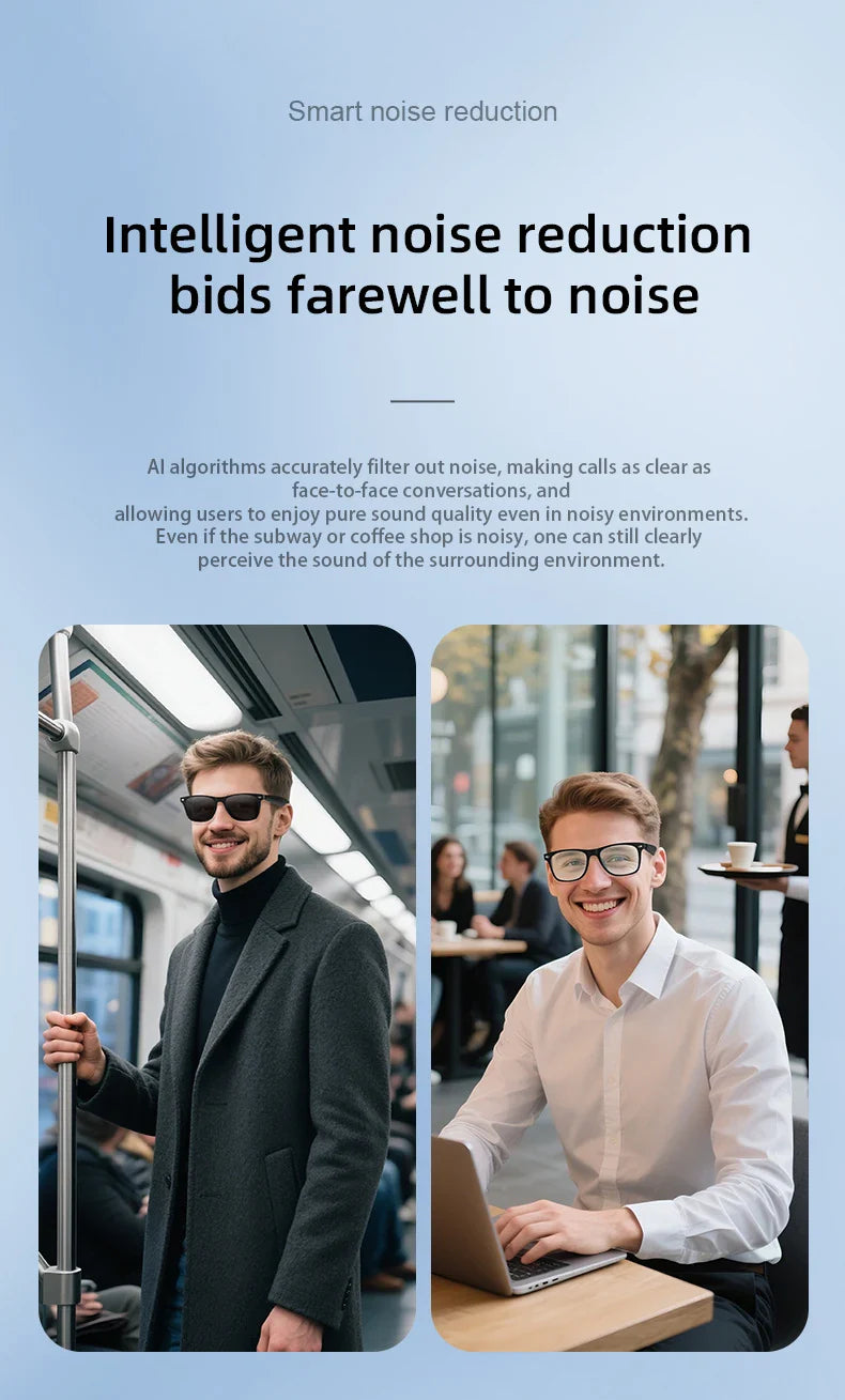 2025 AI Translation Smart Glasses – Bluetooth Call Headphones with UV Protective Lenses for Outdoor Sports