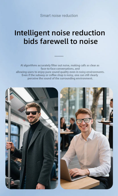 2025 AI Translation Smart Glasses – Bluetooth Call Headphones with UV Protective Lenses for Outdoor Sports