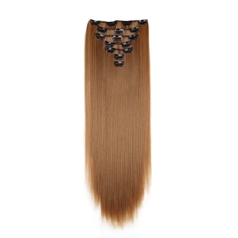 WIGSIN 24-Inch Straight Hair Extensions - 7-Piece Clip-In Synthetic Hair Set for Women