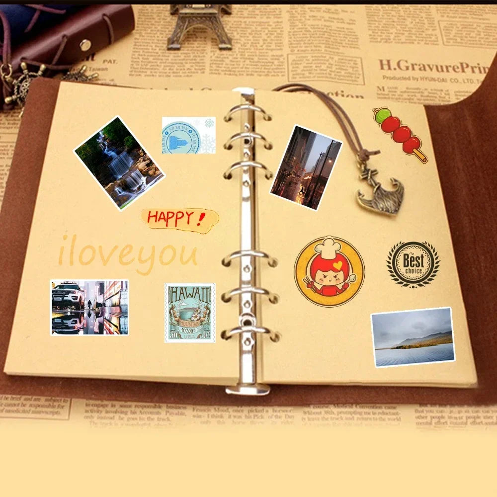 Retro Leather Notebook & Journal – Agenda Binder, Sketchbook with Replaceable Kraft Paper, 14x10cm, Korean Stationery