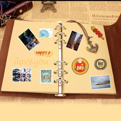 Retro Leather Notebook & Journal – Agenda Binder, Sketchbook with Replaceable Kraft Paper, 14x10cm, Korean Stationery