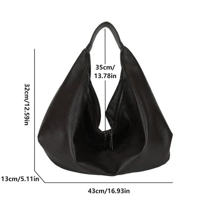 Women’s Large Black Hobo Shoulder Bag – Soft Leather Crossbody Shopper Tote Handbag for Travel & Everyday Use