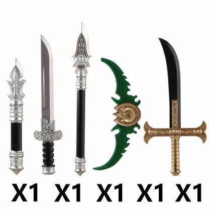 Medieval Figure Weapons Building Blocks Kit – King Sword, Lion Shield, Trident & Double-Edged Axe Battle Toy