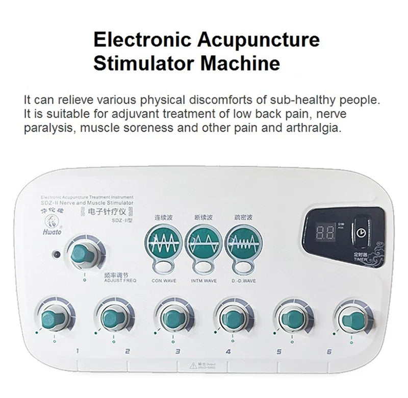 6-Channel Electric Hwato SDZ II Low-Frequency Electro Acupuncture Stimulator — Needle Treatment for Nerve & Muscle Therapy