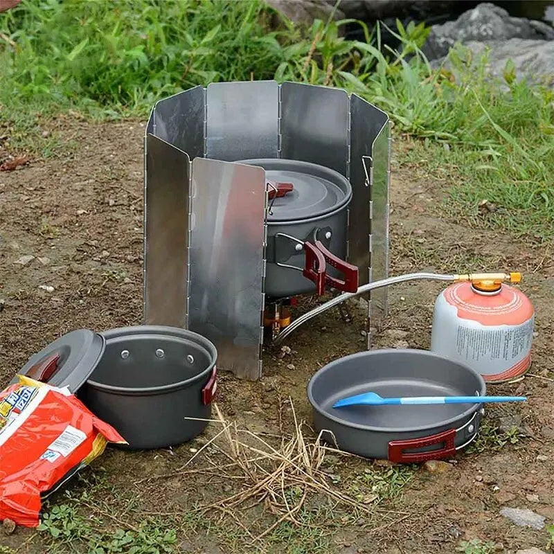 Ultralight Outdoor 10 Plates Foldable Wind Shield - Camping Stoves Windshield for Gas Cookers, Wind Deflectors Stove
