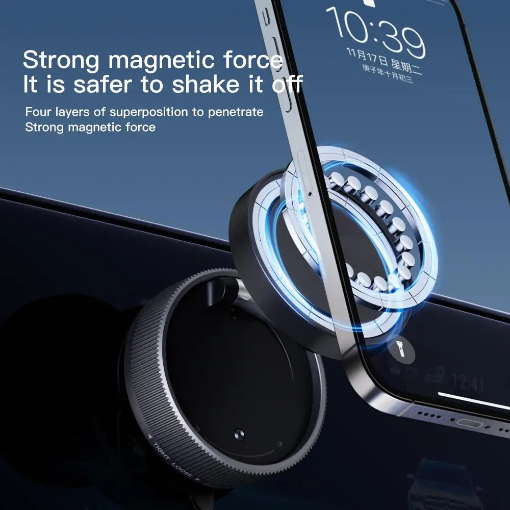 Vacuum Suction Magnetic Phone Holder – 360° Rotating Hands-Free Foldable Car & Smooth Surface Mount