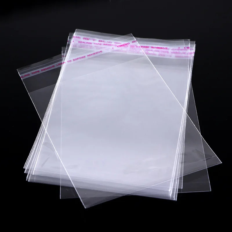 100 Self-Adhesive Transparent Plastic Bags for Jewelry, Candy, Biscuits, Gifts - Sealing Packaging Bags