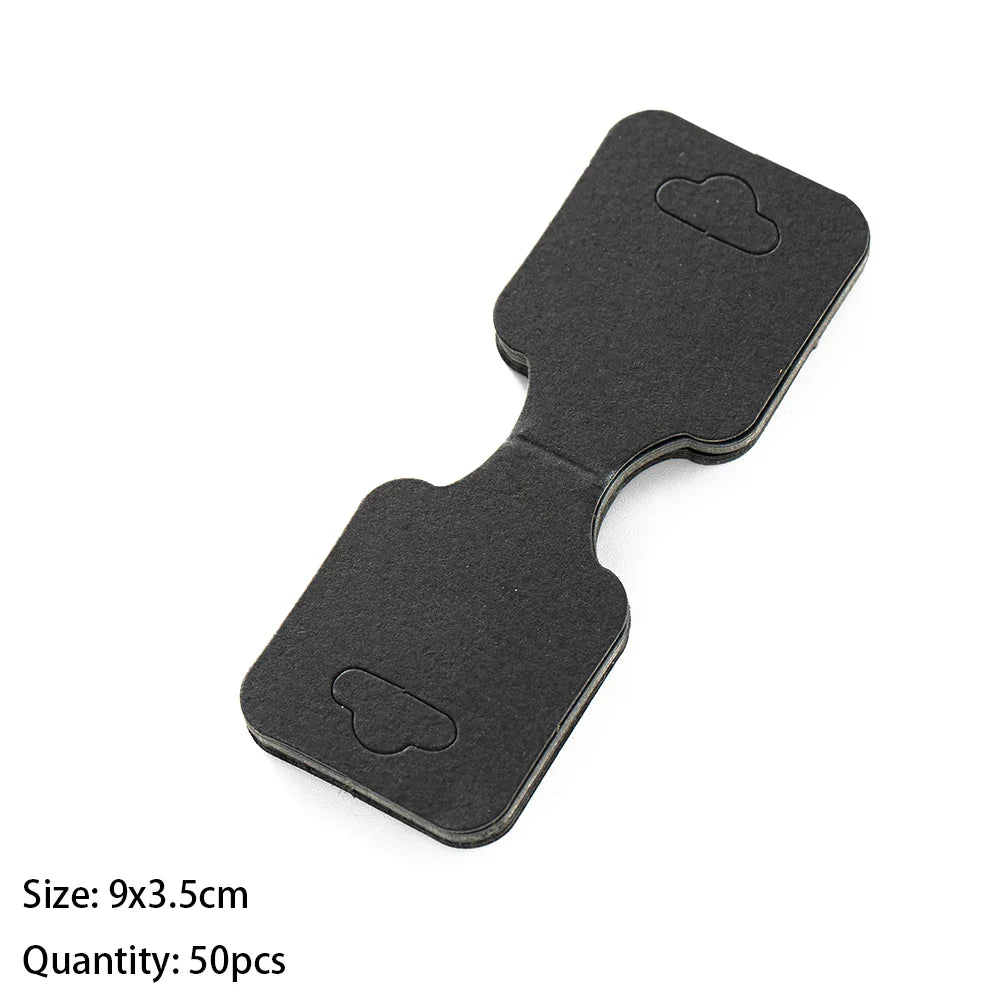50PCS Blank Jewelry Display Cards — Foldable Adhesive Price Tag Holders for Necklaces & Bracelets, Small Business Packaging Supplies