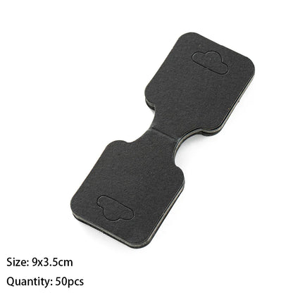 50PCS Blank Jewelry Display Cards — Foldable Adhesive Price Tag Holders for Necklaces & Bracelets, Small Business Packaging Supplies