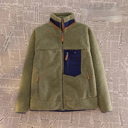 Motorcycle Outdoor Wool Jacket – Unisex Double-Sided Thick Plush Rider Suit, Windproof & Warm Lambing Wool Fashion Jacket