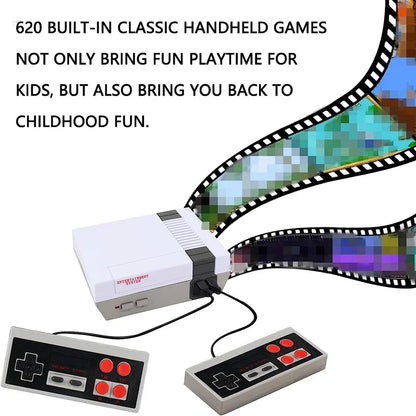 Mini TV Handheld Video Game Console: Retro Gaming Player with AV Output - Enjoy 620 Classic Games with Dual Gamepads, Perfect for Family Recreation!