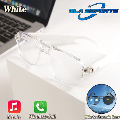 Smart Bluetooth Glasses with AI Voice Navigation – Outdoor Sports Headphones, Photochromic Lens, Waterproof & Anti-UV Sunglasses