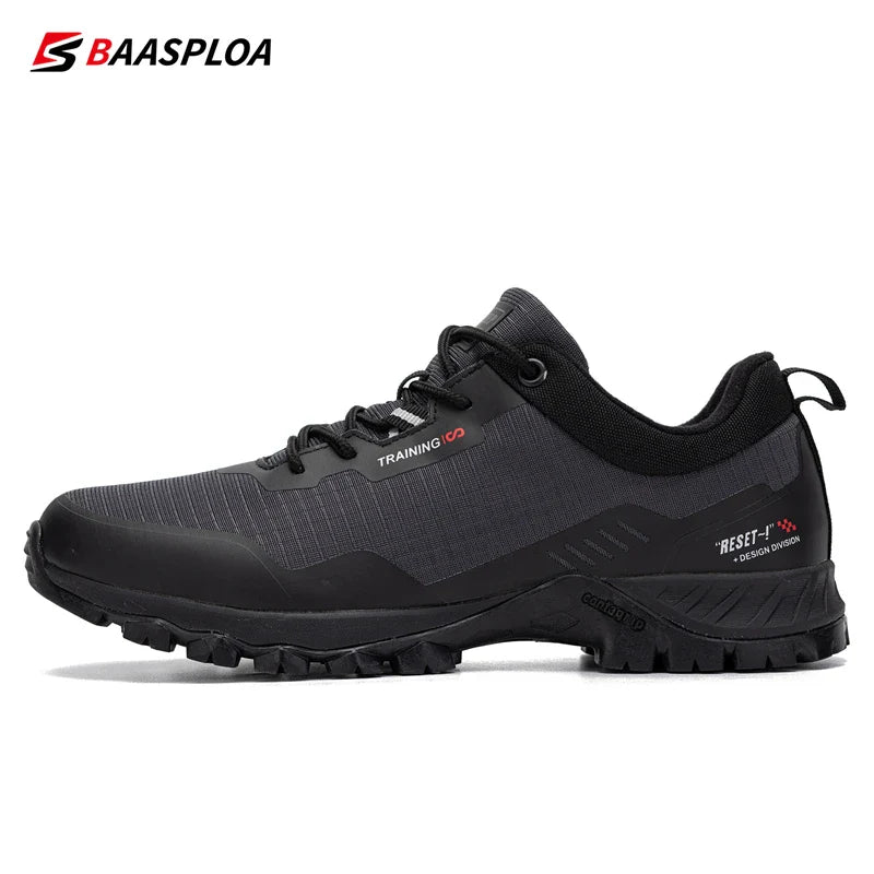 Baasploa Men's Waterproof Hiking Shoes – Anti-Skid, Wear-Resistant Outdoor Sneakers for Travel & Sports